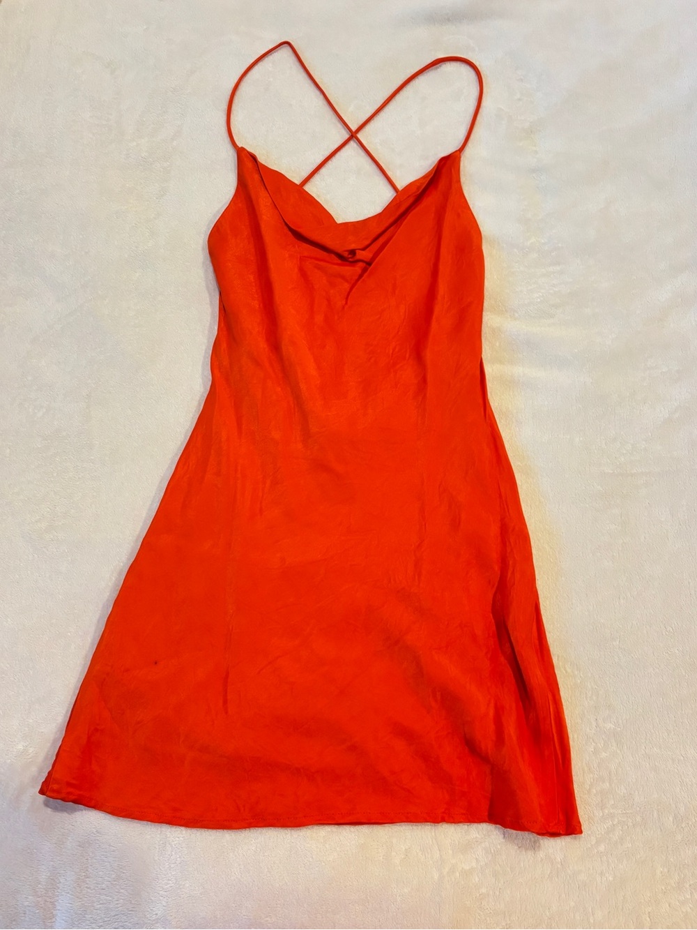 Zara Slip Mini Dress with Cowl Neck in Bright Orange